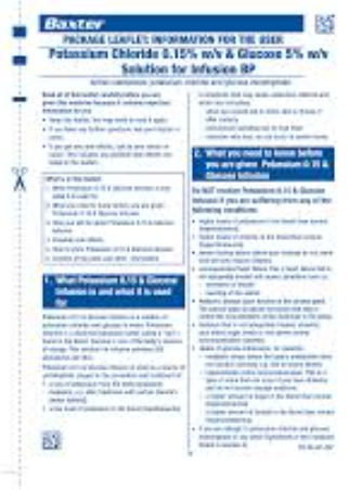 (BAXTER) Glucose 5% w/v and Potassium Chloride 0.15 % w/v  Image